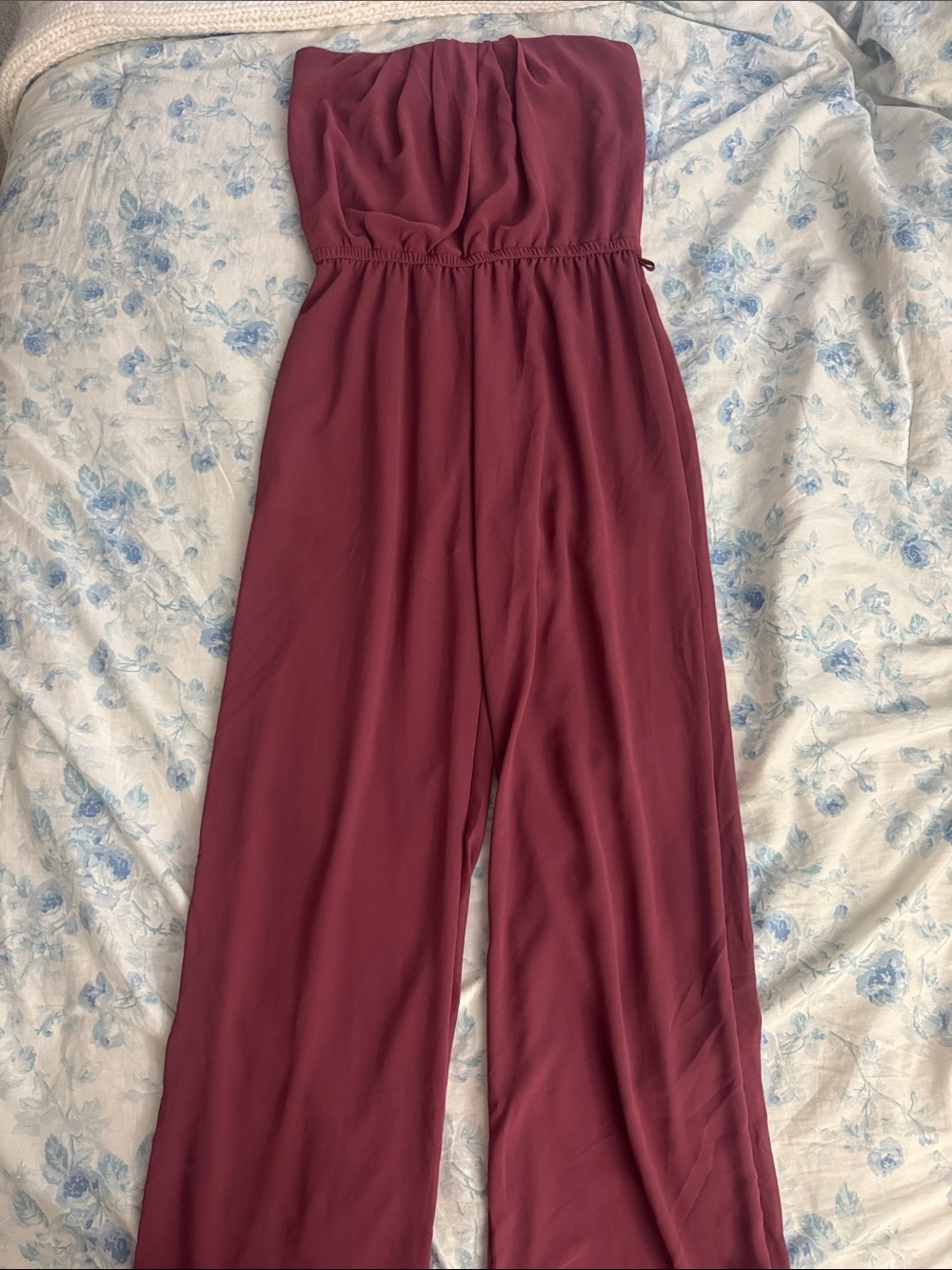 Women's Strapless Wide-Leg Jumpsuit - Dusty Rose